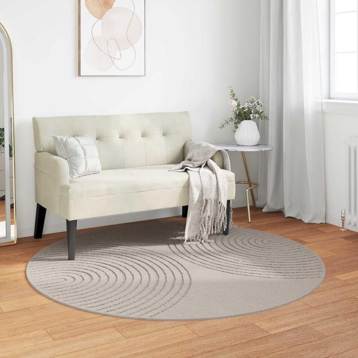 vidaXL Vloerkleden Rond GALATI Crème Ø 120 CM Polyester, Huis en Inrichting, Stoffering | Tapijten en Kleden, Crème, Nieuw, Verzenden