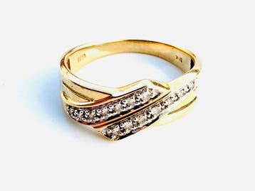 Ring - 18 karaat Geel goud - 0.08ct. tw. Diamant, Nieuw