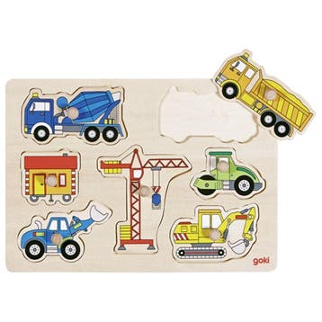 Goki houten puzzel werkvoertuigen - van €9,99 voor €7,99, Ophalen of Verzenden, Nieuw