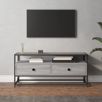 vidaXL Tv-meubel 100x35x45 cm bewerkt hout grijs sonoma, 100 tot 150 cm, Verzenden, Nieuw, Minder dan 100 cm