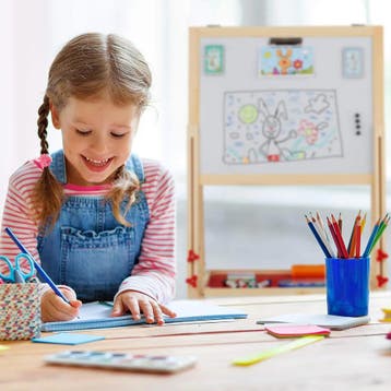 Relaxdays staand kinderbord krijtbord en whiteboard hout, Verzenden, Nieuw