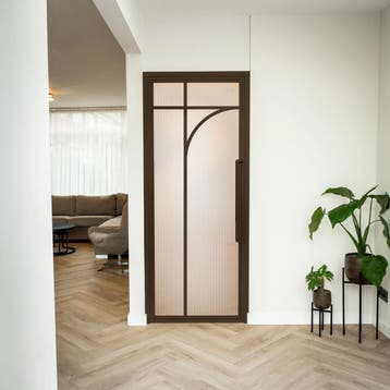 Stalen Binnendeur - Brons - 5 Vlaks rond - Kanaalglas, Minder dan 80 cm, Binnendeur, Nieuw, Metaal
