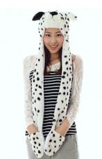 Muts Wanten Dalmatier Sjaalmuts met Oortjes Zwart Wit Hond B, Ophalen of Verzenden, Nieuw