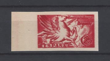 Spanje 1942 - Fout Pegaso - zonder dentar - dubbele afdruk -, Gestempeld