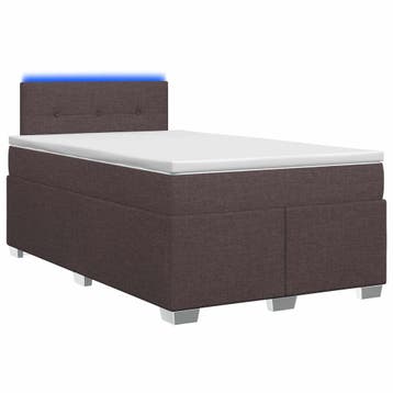 vidaXL Boxspring Bed met Matras en LED Donkerbruin 120 x 190, Huis en Inrichting, Slaapkamer | Bedden, Verzenden, Nieuw, Bruin