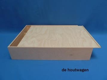 kist met schuifdeksel 51 x 37 x 10 cm. - houten kisten, Minder dan 50 cm, 50 tot 100 cm, Nieuw, Ophalen of Verzenden