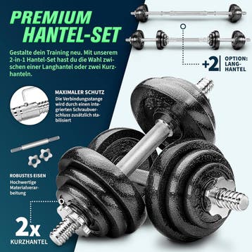 Dumbells set - Gewichten set - Halterset - Gietijzer - 20 kg, Sport en Fitness, Fitnessmaterialen, Verzenden, Zo goed als nieuw