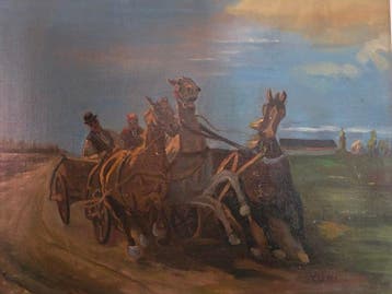 Viski János (1891-1987) - Pferdewagen, Antiek en Kunst
