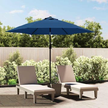 vidaXL Parasol met LED-verlichting en stalen paal 300 cm, Verzenden, Nieuw, 3 tot 4 meter