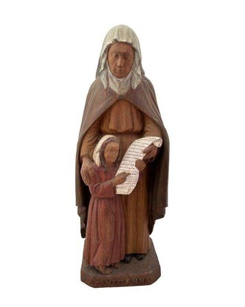 F. Derrien - Beeld, Sint Anna met Maria - 35 cm - Hout