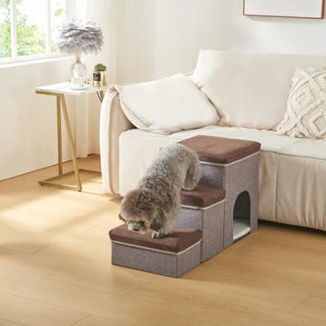 Hondentrap Vojens loopplank 76x33x43 cm donkerbruin en grijs, Dieren en Toebehoren, Verzenden, Nieuw