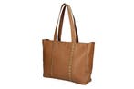 Maxi leren tas met messing studs - brede schouderband -, Sieraden, Tassen en Uiterlijk, Tassen | Schoudertassen, Nieuw