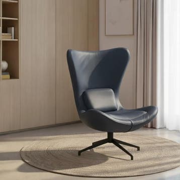 Leren draaifauteuil Soul - Toledo Marine (blauw) - Stervoet, Bohemian, Modern, Scandinavisch, Nieuw, Ophalen of Verzenden, 75 tot 100 cm
