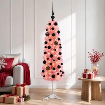 vidaXL Smalle kunstkerstboom met kerstballen 150 cm 150, Verzenden, Nieuw