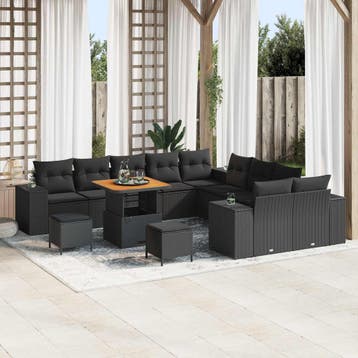 vidaXL Tuin Sofa Set 13 st Zwart poly rattan, Tuin en Terras, Verzenden, Nieuw, Rotan, 3 zitplaatsen