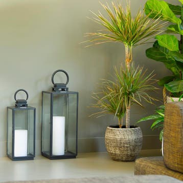 Set van 2 Michigan Windlicht Zwart Small Tuinaccessoires, Verzenden, Nieuw, Modern