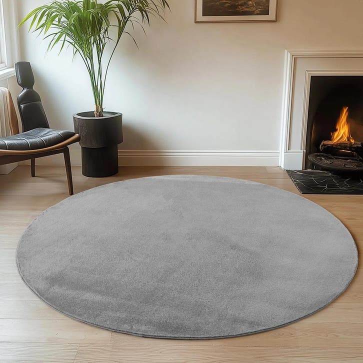 Rond Wasbaar Vloerkleed | Joy | Uni | Grijs | 80x80 cm, Huis en Inrichting, Stoffering | Tapijten en Kleden, Verzenden