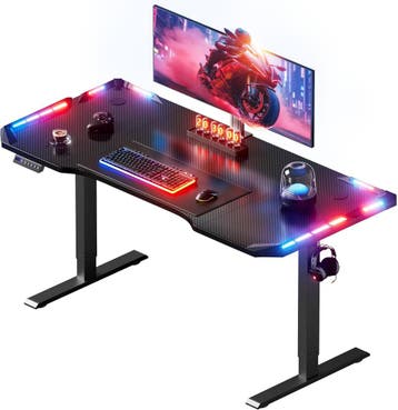 Gaming bureau - Gaming desk - Gaming tafel - 140x60 cm - Zwa, Verzenden, Zo goed als nieuw
