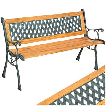 Tuinbank  Tamara 2-zitter van hout en gietijzer 128x51x73cm, Verzenden, Nieuw