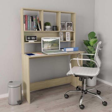 vidaXL Bureau met schappen 110x45x157cm bewerkt hout sonoma, Verzenden, Nieuw