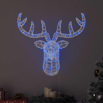 vidaXL Hertenkop met 140 LED Blauw 68 x 36,5 x 62,5 cm Acryl, Verzenden, Nieuw