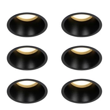 Set van 6 inbouwspots zwart GU10 70mm IP44 - Dept, Verzenden, Nieuw
