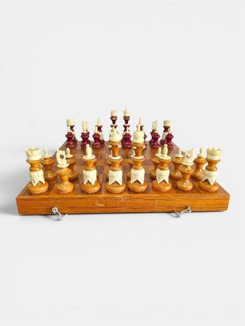 Schaakspel - Ajedrez de Lujo hecho a mano - Bot en hout van