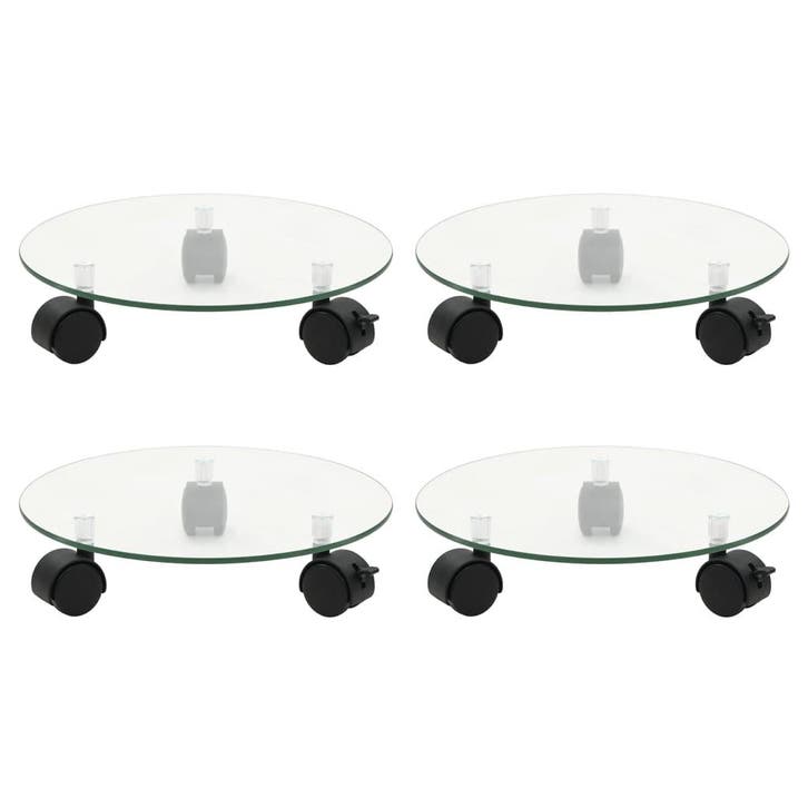 vidaXL Plantenrollers 4 st rond 28 cm gehard glas, Tuin en Terras, Overige Tuin en Terras, Nieuw, Verzenden