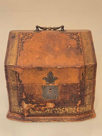 19th Century Letter & Document Box - Tafelmiddenstuk - Leder, Antiek en Kunst