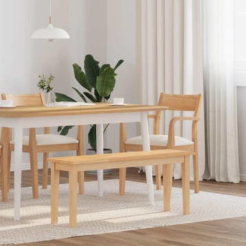 vidaXL Bank 110 cm massief hout rubber, Huis en Inrichting, Verzenden, Nieuw