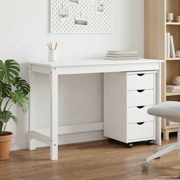 vidaXL Bureau Kas Set 2 st Wit Massief grenenhout, Verzenden, Nieuw