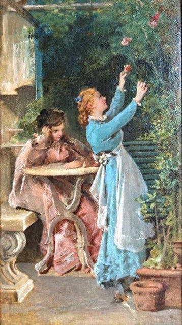 Michele Tedesco (1834-1917), Attrib. - Nel giardino - La