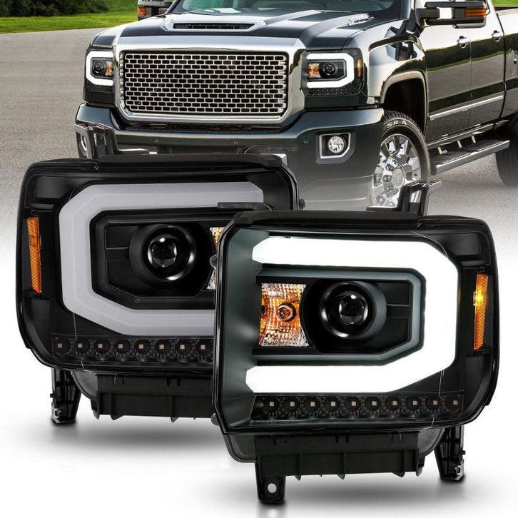 ANZO 2014-2015 GMC Sierra 1500 Projector Headlights w/ Light, Auto-onderdelen, Verlichting, Ophalen of Verzenden