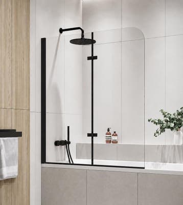 Badwand Austin 100 x 140 cm Zwart Badscherm Draaibaar 5 mm, Verzenden, Nieuw, Bad