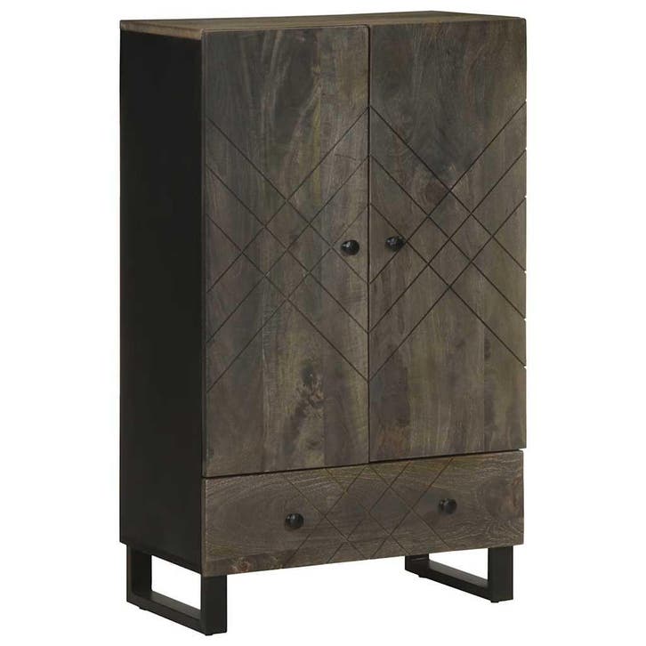 vidaXL Hoge kast 60x33x100 cm massief mangohout zwart, Huis en Inrichting, Woonaccessoires | Cd- en Dvd-rekken, Nieuw, Verzenden