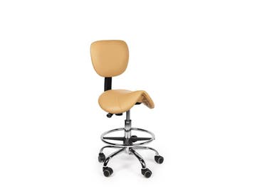 Zadelkruk Rugleuning Beige - Laag + Voetsteun, In hoogte verstelbaar, Nieuw, Kunststof