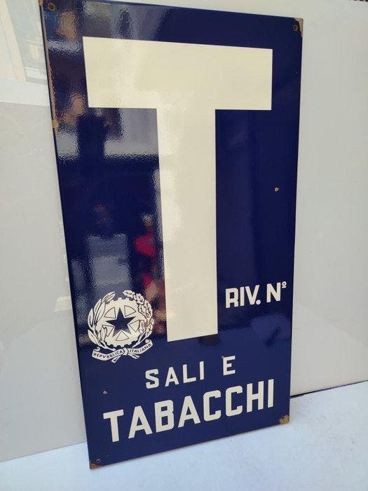 Emaille bord - Sali e Tabacchi Riv. N. - Republiek van, Antiek en Kunst, Antiek | Wandborden en Tegels