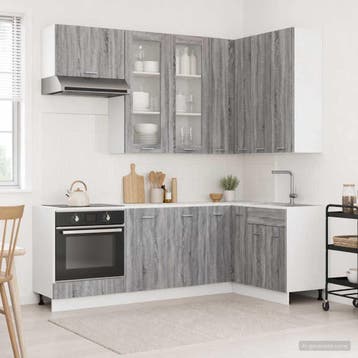 vidaXL Keuken Eenheid LYON 8 st Grijs Sonoma Bewerkt hout, Verzenden, Nieuw, Grijs