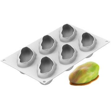 Silikomart Siliconen Bakvorm Pistache (6) 9,9x5,6cm+ Cutter, Hobby en Vrije tijd, Taarten en Cupcakes maken, Verzenden, Nieuw