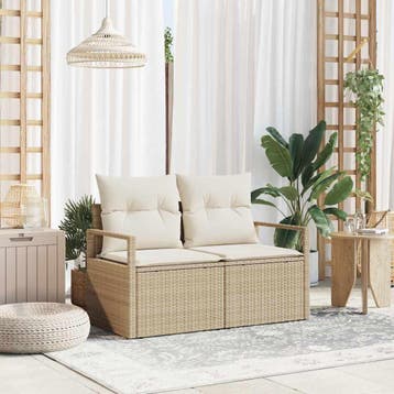 vidaXL Tuinbank met kussen 120 x 62 x 69 cm poly rattan, Tuin en Terras, Verzenden, Nieuw, Rotan