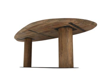 Organische eettafel – massief teakhout – maatwerk mogelijk, Huis en Inrichting, Tafels | Eettafels, 100 tot 150 cm, Teakhout, Vijf personen of meer