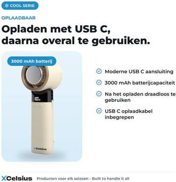 2dekans | XCelsius® Handventilator - Draagbare Mini, Ophalen of Verzenden, Zo goed als nieuw