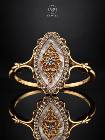 Shell Pearl Statement Ring - goudgeplateerd 925 zilver -