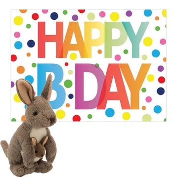 Kangoeroe knuffel - pluche - 20 cm - met baby - Happy, Kinderen en Baby's, Verzenden, Nieuw