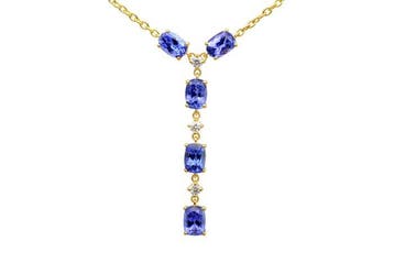 Halsketting - 14 karaat Geel goud - 5.26ct. tw. Tanzaniet -, Nieuw