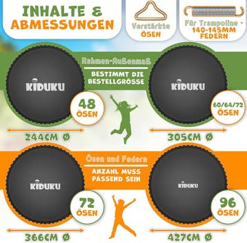 Springmat - Springdoek - Trampoline - 366 cm - 72 oogjes - Z, Verzenden, Zo goed als nieuw