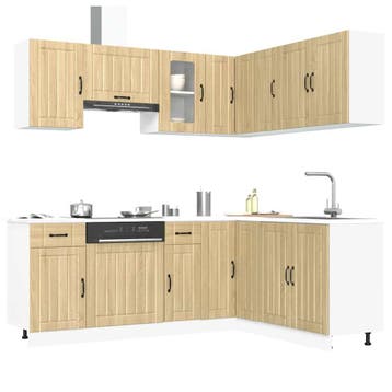 vidaXL 11-delige Keukenkastenset Kalmar bewerkt hout sonoma, Huis en Inrichting, Verzenden, Nieuw, Bruin
