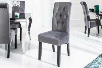 Design stoel CASA grijs fluweel met decoratieve knopen, Ophalen of Verzenden, Nieuw