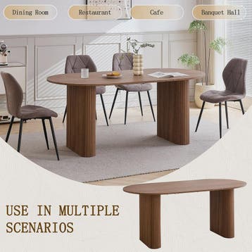 Moderne Ovalen Eettafel 180x90cm met Houttextuur en Unieke R, Huis en Inrichting, Verzenden, Nieuw