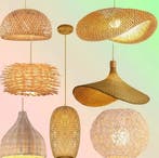 Rotan Bamboe Hanglamp – Handgeweven Natuurlijke Plafondlamp, Huis en Inrichting, Verzenden, Nieuw